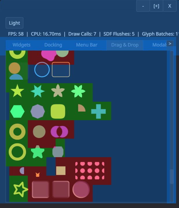The complexity overlay shows that more complicated shapes require the use of the more complicated shader